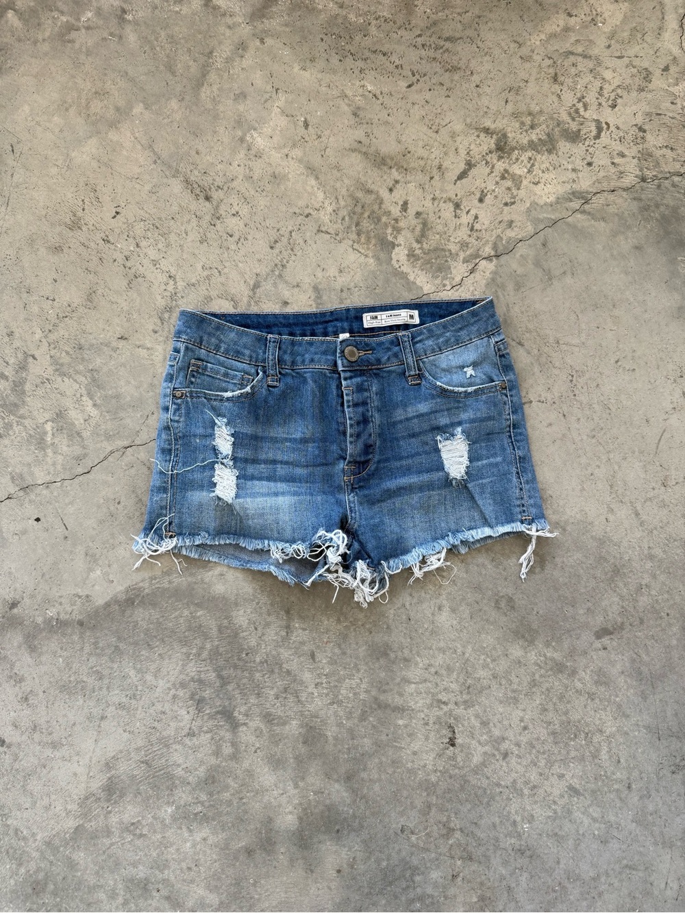 Distressed Light Blue Denim Frayed Hem Women's Jean Shorts